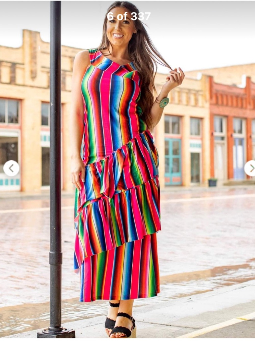 Lucky and Blessed Tiered maxi serape dress size small boutique Fiesta Boho Chic